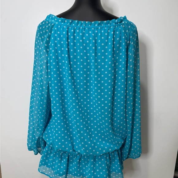 Ann Taylor Teal Polka Dot Blouse - Picture 5 of 5